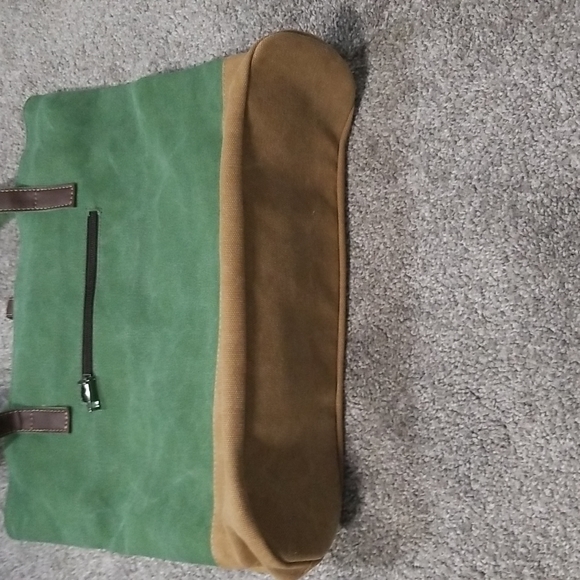 Canvas Shopper/Shoulder Bag in Green - Picture 3 of 15